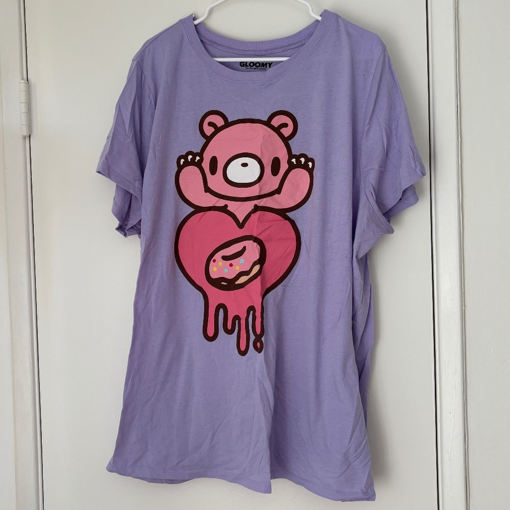 Bear & Doughnut Heart Purple Tee